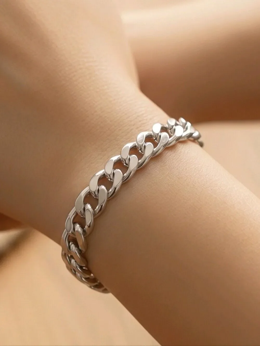 Stainless Steel Cuban Link Bracelet 6mm Silver Chain Minimalist Luxe Jewelry